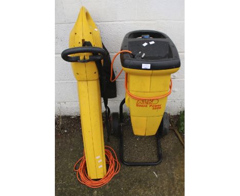 A garden wood shredder and a blower. The shredder an Al-Ko 3500, the blower a Al-Ko 'Hurricane' model 1700E