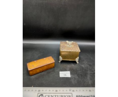 A antique paper mache trinket small box together with vintage musical jewellery box. 