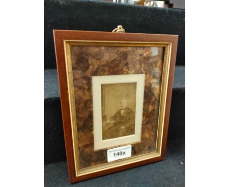 19th century portrait of captain Leslie Runicman in fitted frame . With details to back of picture . 
