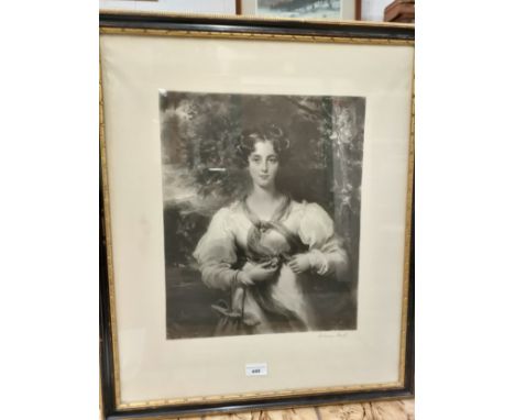 Early portrait of a woman titled miss west engraved by Norman hirst . 