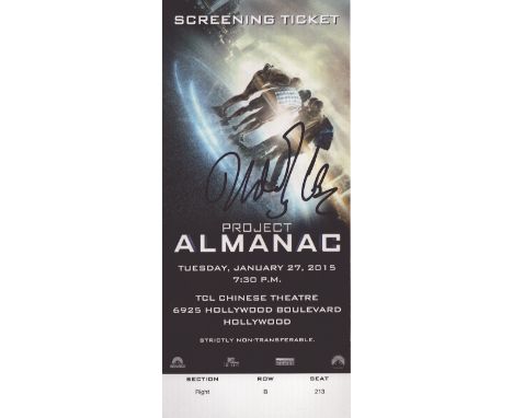 Michael Bay signed Project Almanac LA premier January 27 2015 screening ticket.  Good condition. All autographs come with a C