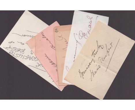 Vintage 5 signed album pages including names of Edith Evans, Marie Tempest and more. May yield good value.  Good condition. A
