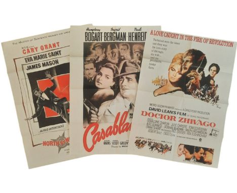 Vintage Movie Posters, 3 Large advertising posters of Casablanca, North by Northwest and Dr Zhivago. UNSIGNED.  Good conditio