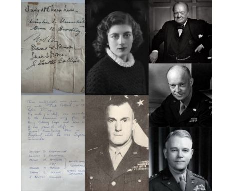 Sir Winston Churchill, General Dwight D. Eisenhower, General Joseph Lawton Collins, Lieutenant General Edward Brooks (senior 
