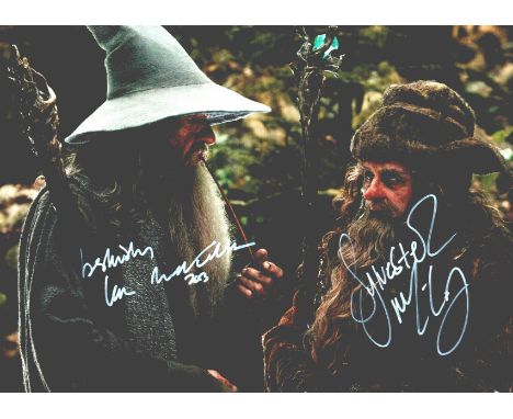 Ian McKellen and Sylvester McCoy signed Lord of the Rings 12x8inch colour photo.  Good condition. All autographs come with a 
