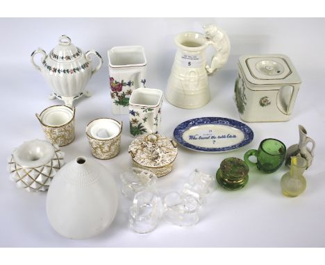 Various 19th and 20th porcelain and glass century collectables. Including an early 19th century English porcelain chamber can