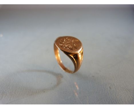 9ct Gold Signet ring size K.5 weight approx 2.8g