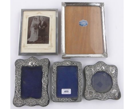 5 Various Vintage silver fronted photo frames.