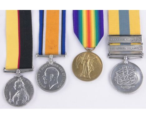 A group of 4 Africa Campaign and First War medals,awarded to Pte. R Whybrow 4326, Lincolnshire Regiment, comprising India med