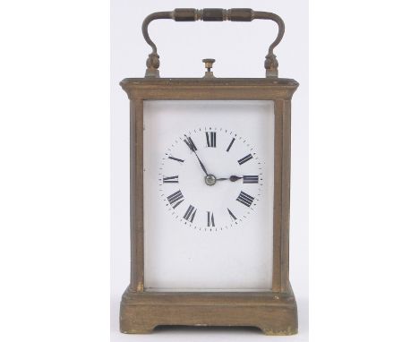 A French brass cased carriage clock with repeat movement.