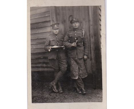 Postcard-Military WWI - Two Farmer's Portrait-RP Postcard - quite scarce