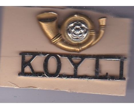 British King's Own Yorkshire Light Infantry shoulder title and WWI Regiment bugle device