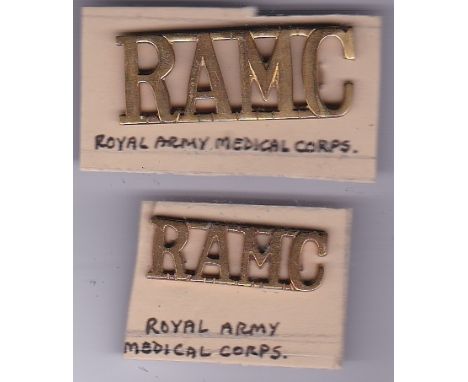 British Shoulder Titles (Brass)-Royal Army Medical Corps RAMC Large and small(2)