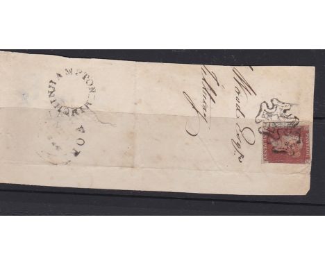 Great Britain 1841 - 1d red-brown J(A) tied on post wrapper with double strike Maltese Cross, The wrapper addressed to Tetbur