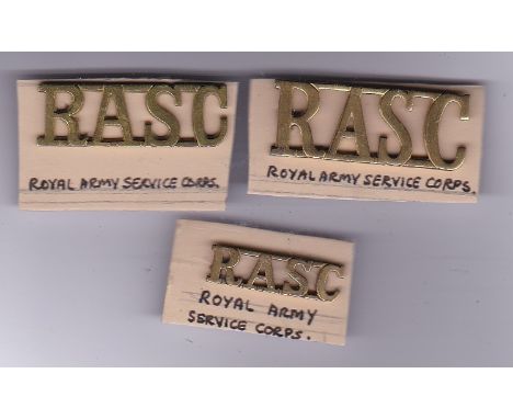 British Shoulder Titles(Brass)-Royal Army Service Corps -RASC Large (2 Types) and small(3)