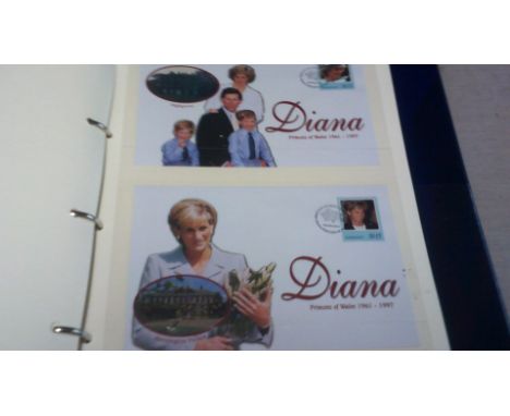 Commonwealth Royalty - Diana princess of Wales 1967-1997-very attractive covers and mint stamp issues in a album with slip ca