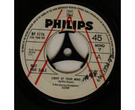 DAVID - LIGHT OF YOUR MIND PHILIPS UK 7" PROMO (BF 1776). Rare Psych demo on Philips (BF1776) from a little known band called