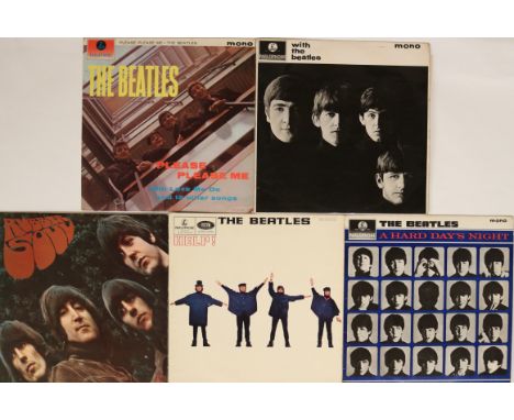 THE BEATLES - 60s ORIGINAL PARLOPHONE LPs. Fab pack of 5 x early UK pressing 'black and yellow' mono Parlophone studio LPs. T