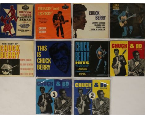 CHUCK BERRY - EPs. Meltin' clean selection of 10 x EPs. Titles include Rhythm and Blues with Chuck Berry (RE-U 1053, maroon/s