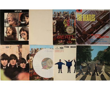 THE BEATLES - STUDIO LPs. Excellent pack of 8 x original/early pressing LPs. Titles are Let It Be (original UK red apple PCS 