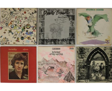 PROG/CLASSIC ROCK - LPs WITH 12" BOWIE PROMO. Cool collection of 8 x LPs with 1 x promo 12". Artists/titles are Led Zeppelin 