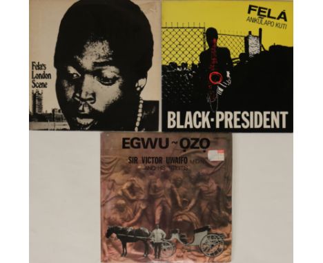 FELA KUTI/SIR VICTOR UWAIFO - LPs. Killer bundle of 3 x essential Afrobeat LPs! Titles are Fela Kuti (x2) - Fela's London Sce