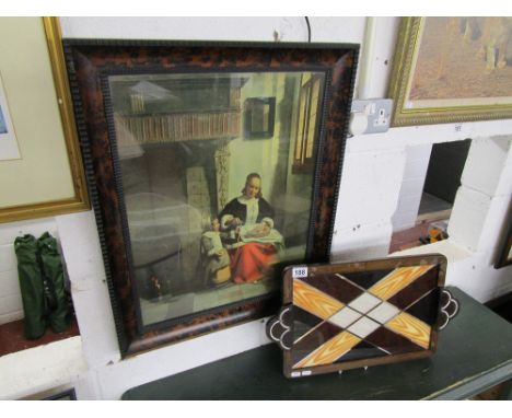Print - Tudor scene & Art Nouveau tray