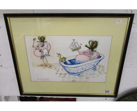 Ronald Searle comedy Navel print