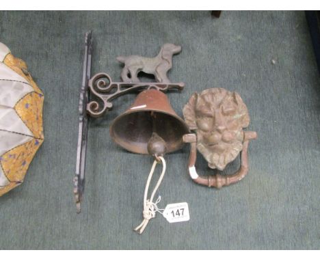 Old bell & lion door knocker