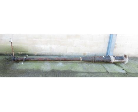 A 20th century iron street lamp post/street light with glass lantern top