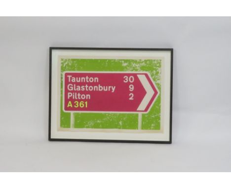 A limited edition screen print for the Glastonbury Festival by Simon J Ellis, 21/100, 50cm x 71cm