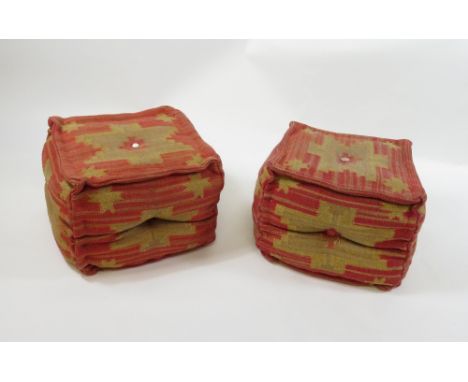 A pair of 20th century tapestry pouffe