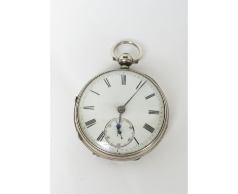Anonymous, a Edwardian silver open faced pocket watch, London 1903, the white enamel dial with black Roman numerals, blued st