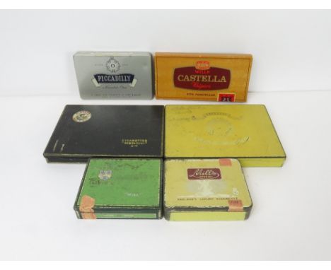 A collection of six vintage cigar/cigarette tins
