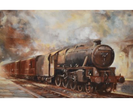 20th Century School, oil on board, A steam locomotive passing through a railway station, signed and dated '78 to the lower ri