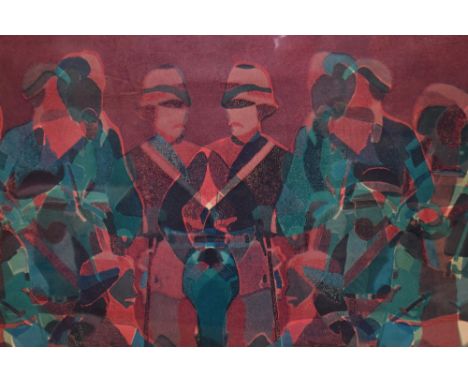 Barry Herbert (b.1937, British), screen print, Soldiers, signed and dated 1971 to the lower right, number 1/2, framed and und