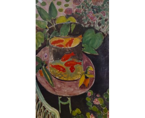 After Henri Matisse (1869-1954, French), coloured print, 'Les Poissons Rouges, 1911', framed and under glass, measuring 59cm 
