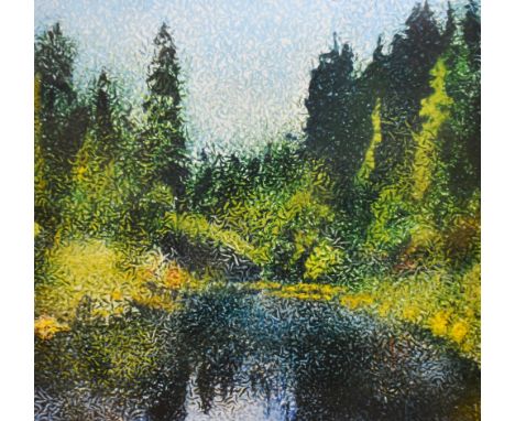 After Max Mahlow (b.1955, German), coloured print, Two Pointillist style landscapes, signed to the mount, limited editions 22