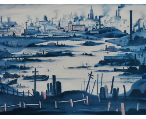 After Laurence Stephen Lowry (1887-1976, British), coloured print, 'The Lake, 1937', limited edition 471/500, framed, mounted