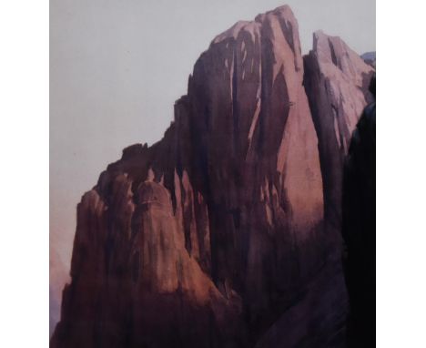 *Local Interest - After William Heaton Cooper (1903-1995, British), coloured print, 'West Face of Pillar Rock', Lake District