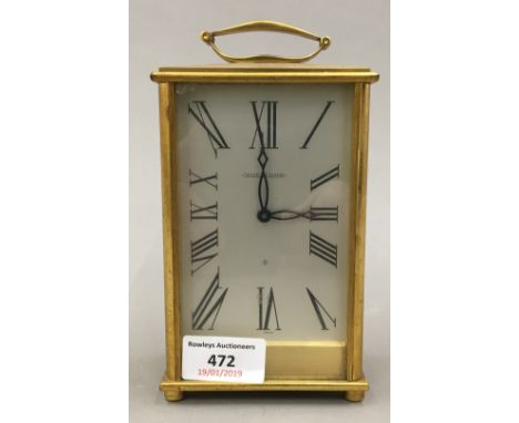A brass cased Jaeger-LeCoultre mantle clock