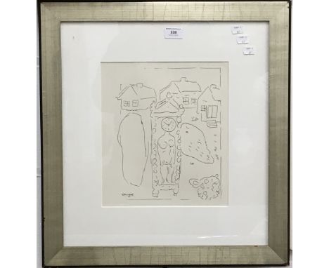 After MARC CHAGALL, Nude Figure in a Grandfather Clock, print, signed within the plate, framed and glazed