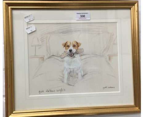 GILL EVANS (20th century), British, Terrier and Slipper, limited edition print, 619/850, signed, framed and glazed, 36 x 31 c