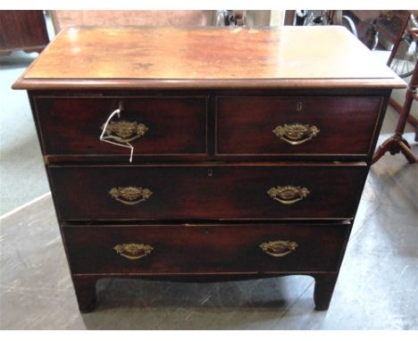 A VICTORIAN MAHOGANY CHEST OF TWO SHORT AND TWO LONG DRAWERS  on bracket feet, 93cm wide 47cm deep 90cm high