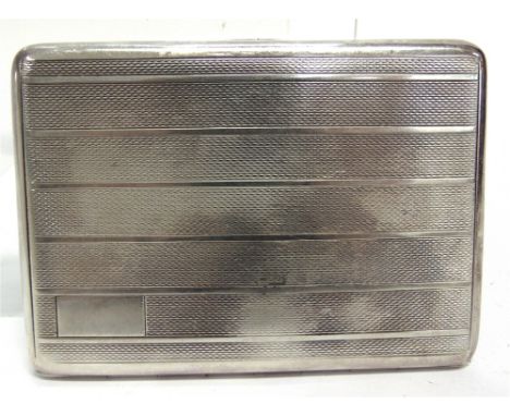 A 'STERLING SILVER' CIGARETTE CASE  with engine turned bands and a vacant rectangular reserve, stamped inside 'Sterling Silve