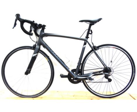 A SPECIALIZED GENTLEMAN'S ALUMINIUM ROAD BICYCLE  the 56cm frame in silver-grey, with drop handlebars, a carbon fibre front f