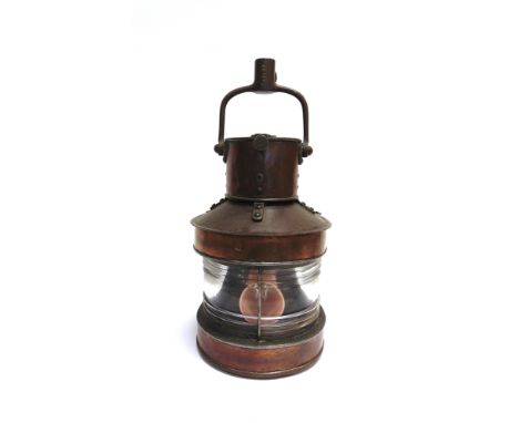 NAUTICALIA - A COPPER SHIP'S LIGHT  by William Harvie, with impressed maker's name and dated '1900', the suspension loop impr