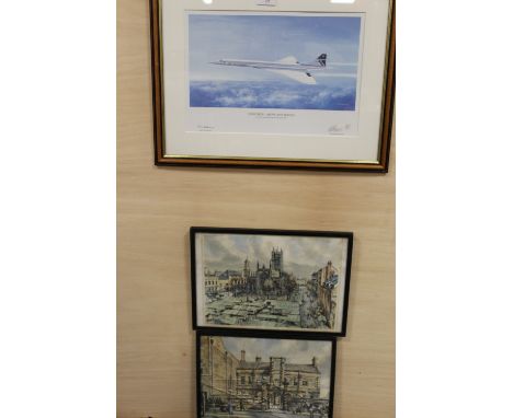A FRAMED AND GLAZED SIGNED LIMITED EDITION CONCORDE INTEREST PRINT ENTITLED 'CONCORDE -ABOVE AND BEYOND' BY ANTHONY HASSARD 2