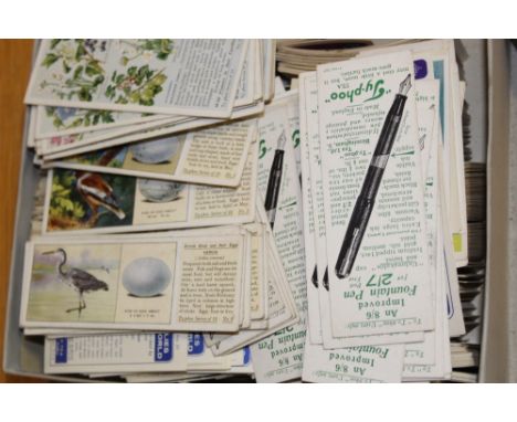 A BOX OF CIGARETTE CARD, POSTCARD, PLAYING CARDS ETC
