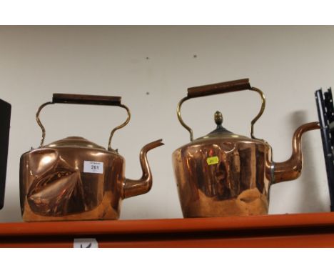 TWO LARGE VINTAGE COPPER KETTLES - BOTH DENTED